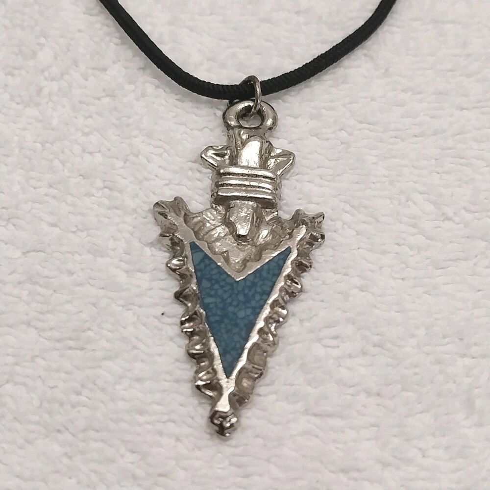 Silver Tone Arrowhead Charm Pendant Necklace 16" #J314